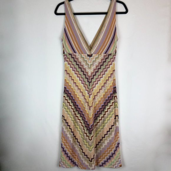 Missoni Orange Label V-Neck Zigzag Knit Dress - Picture 8 of 15